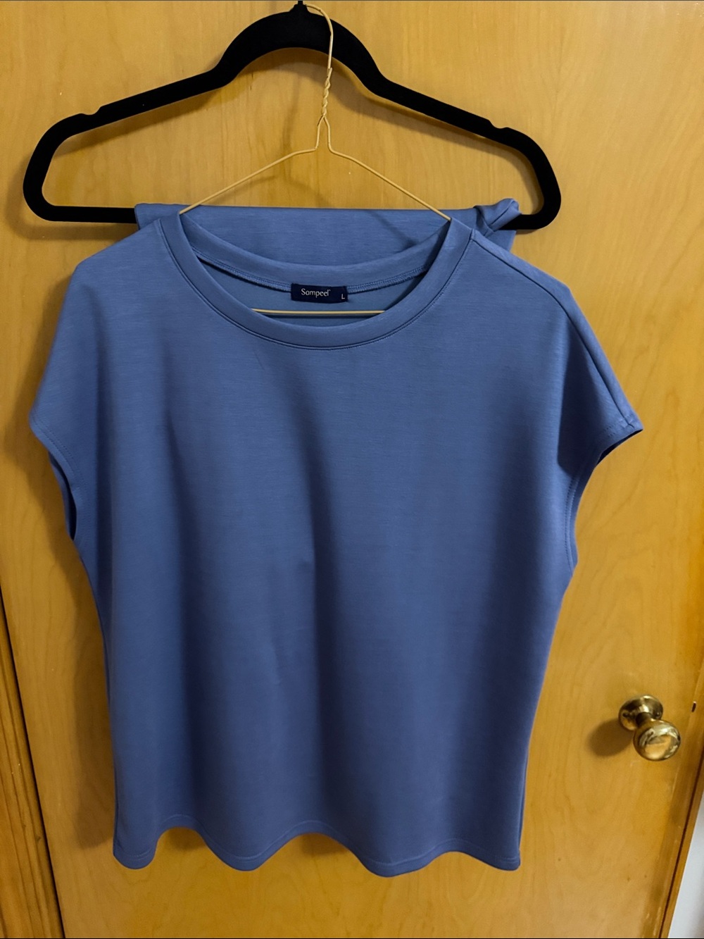 Blue Crewneck Cap-Sleeve Tee w/ Matching Ankle Pants